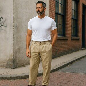 Polo Ralph Lauren Mens 38x31 Beige Pleated Front Straight Leg Khaki Chino Pants